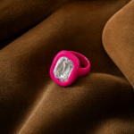Кольцо из полимерной глины с кристаллом Swarovski «Фуксия»