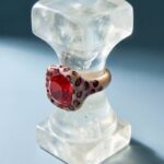 Кольцо с кристаллом «Лео-красный» с леопардовой росписью